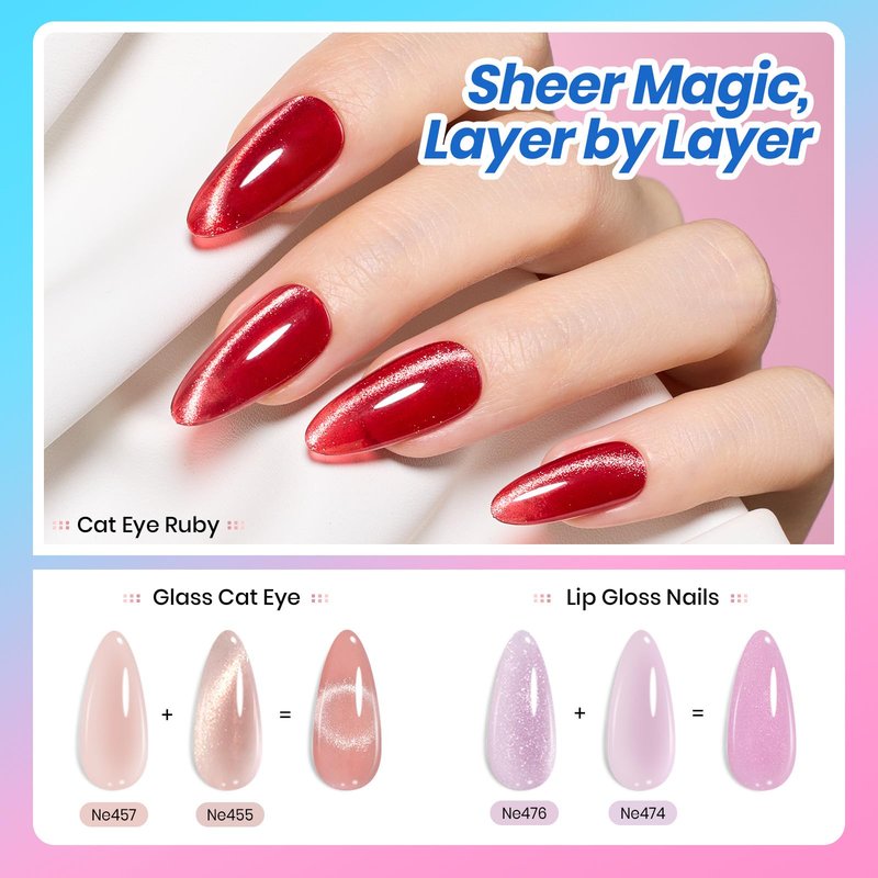 Beetles Deal Box Jelly Gel Nail Polish Set, Summer Pink Milky White Black Green Cat Eye Jelly Veil Gel Polish Set, HEMA-Free TPO-Free Base Top Coat 36 PCS 25 Colors UV LED Needed DIY Salon Home Gifts