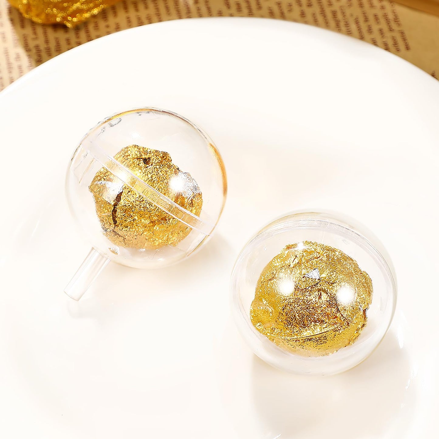 100Pcs Clear Chocolate Holder Ball: Candy Packaging Case for Bouquet Round Chocolate Box Candy Wrappers Holders Decoration Round Truffle Holder Flower Packaging Support Wedding Valentine's Day