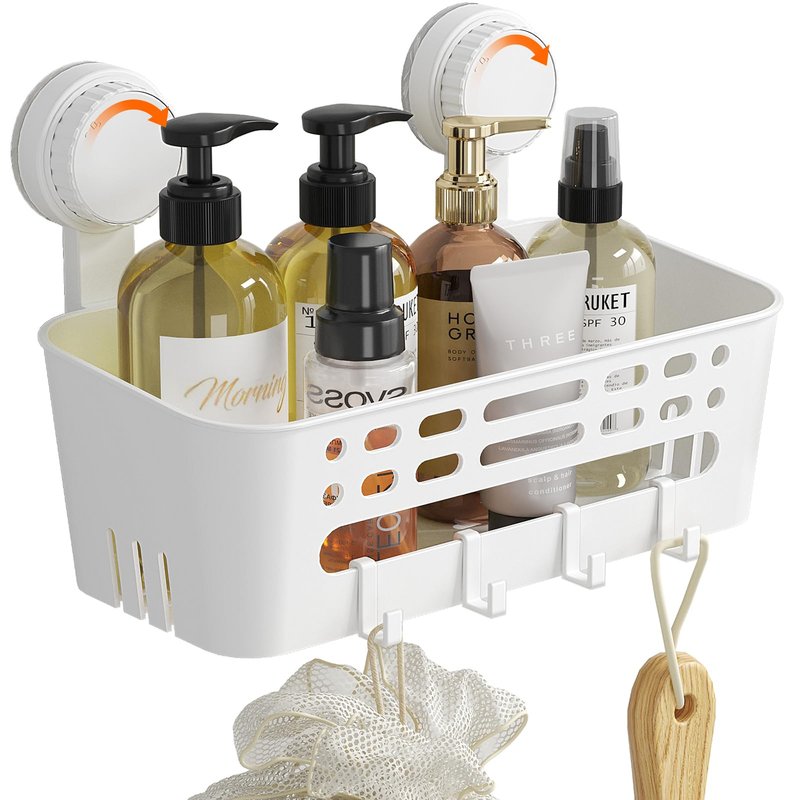 Lifewit Shower Caddy Suction Cup, NO-Drilling Bathroom Organizers and Storage Rack for Inside Shower, Plastic Removable Shower Shelves for Shampoo Strong Vacuum Suction, 26 cm/10 inch Long, 1 Pack