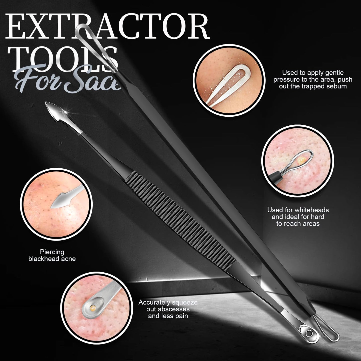 Teenitor Blackhead Remover Tools and Pimple Popper Tool Kit, 9 Pcs Stainless Steel Black Head Remover for Face Tool Comedone Extractor Tool for Blackhead, Pimple, Ance, Whitehead, Facial Hair