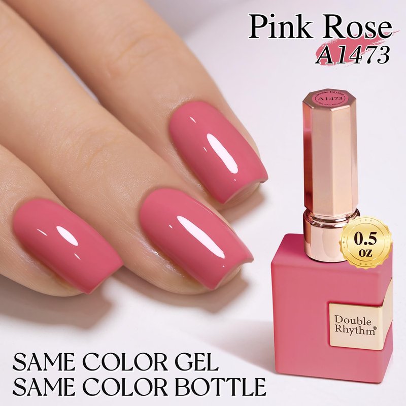 Double Rhythm 15ML Gel Polish Pure Sheer Same Color Same Bottle Soak Off Gel Polish Art Manicure Salon DIY at Home for Women (Rose Pink-A1473)
