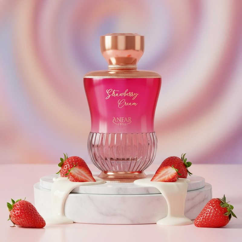 Anfar Strawberry Cream - Fruity Floral Gourmand Fragrance - Women Perfume - Notes of Freesia, Lemon, Marshmallow, and Whipped Cream - 3.4 oz