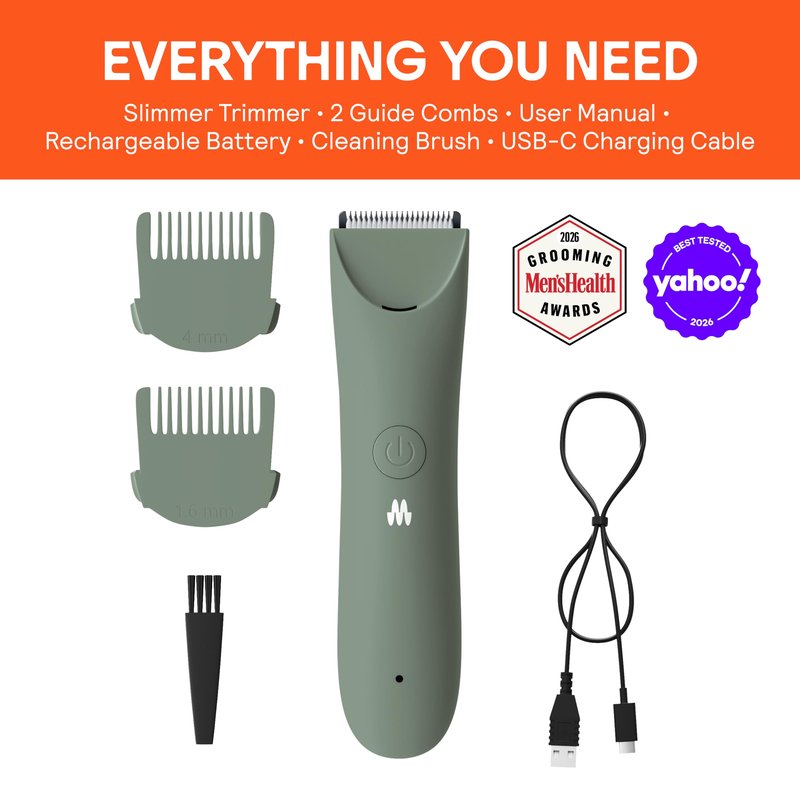 MERIDIAN Slimmer Trimmer – Electric Razor for Women, Bikini Line & Pubic Hair Trimmer, Rechargeable & Waterproof, Painless, Flawless Shave for Sensitive Skin, Gentle, Quiet & Travel-Friendly, Sage