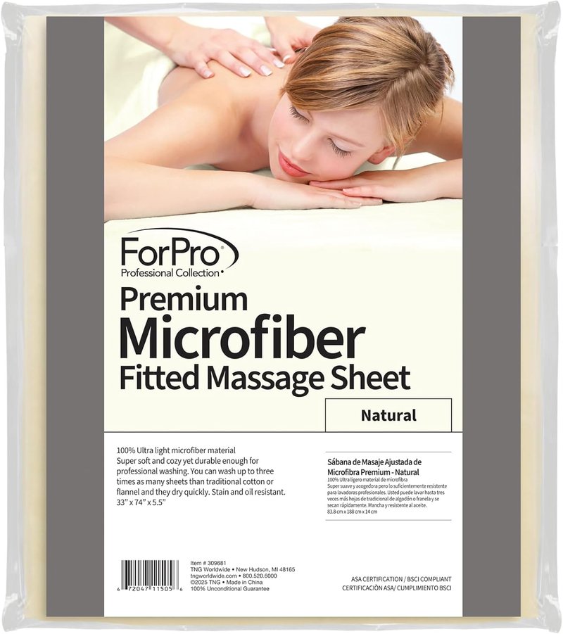 ForPro Premium Microfiber Massage Fitted Sheet - Ultra-Light, Stain & Wrinkle Resistant - 36" W x 77" L x 7" H