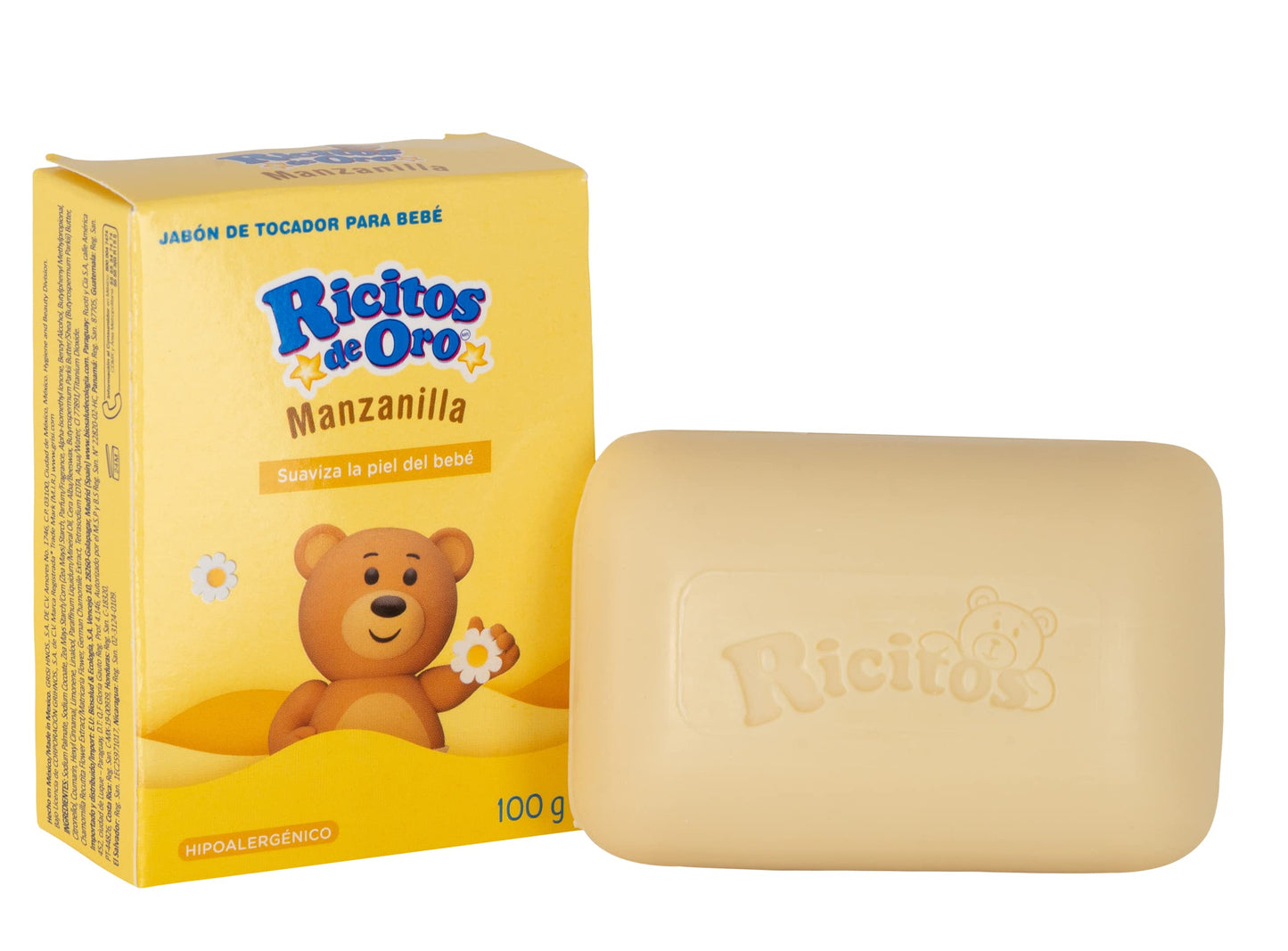 Ricitos de Oro Baby Cleansing Bar Soap with Extract Calming Effect, Chamomile, 6-Pack of 3.5 Oz Each Soap, 6 Soaps