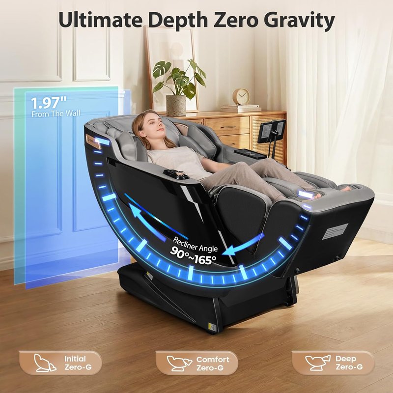 4D Massage Chair - Full Body Zero Gravity Recliner with 10 Modes, 32 Airbags & AI Voice | 53.2" SL-Track Design