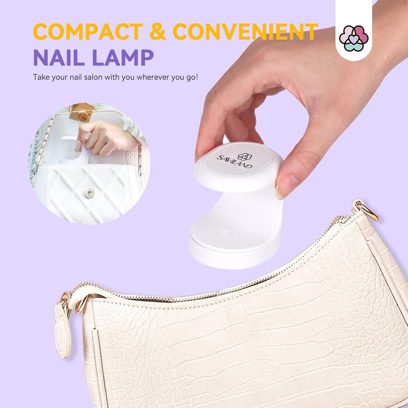 Saviland Mini UV Nail Lamp - 16W Quick-Dry Gel Nail Light for DIY Manicure & Nail Art