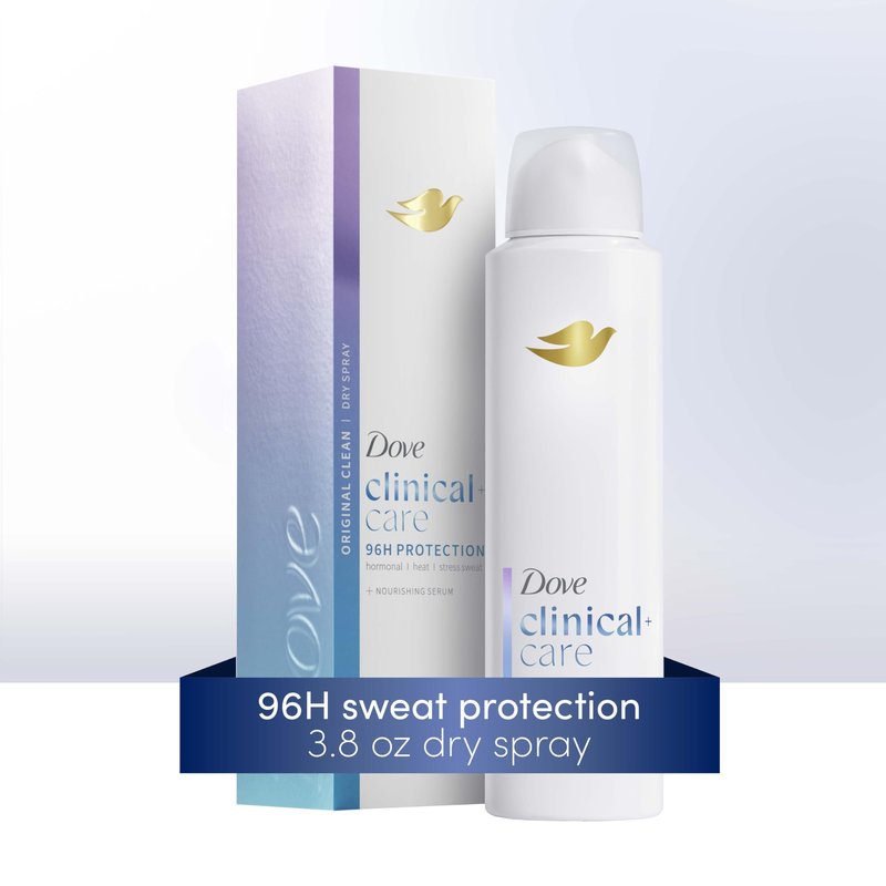 Dove Clinical + Care Antiperspirant Deodorant Dry Spray for Women Original Clean with Nourishing Serum 3.8 oz