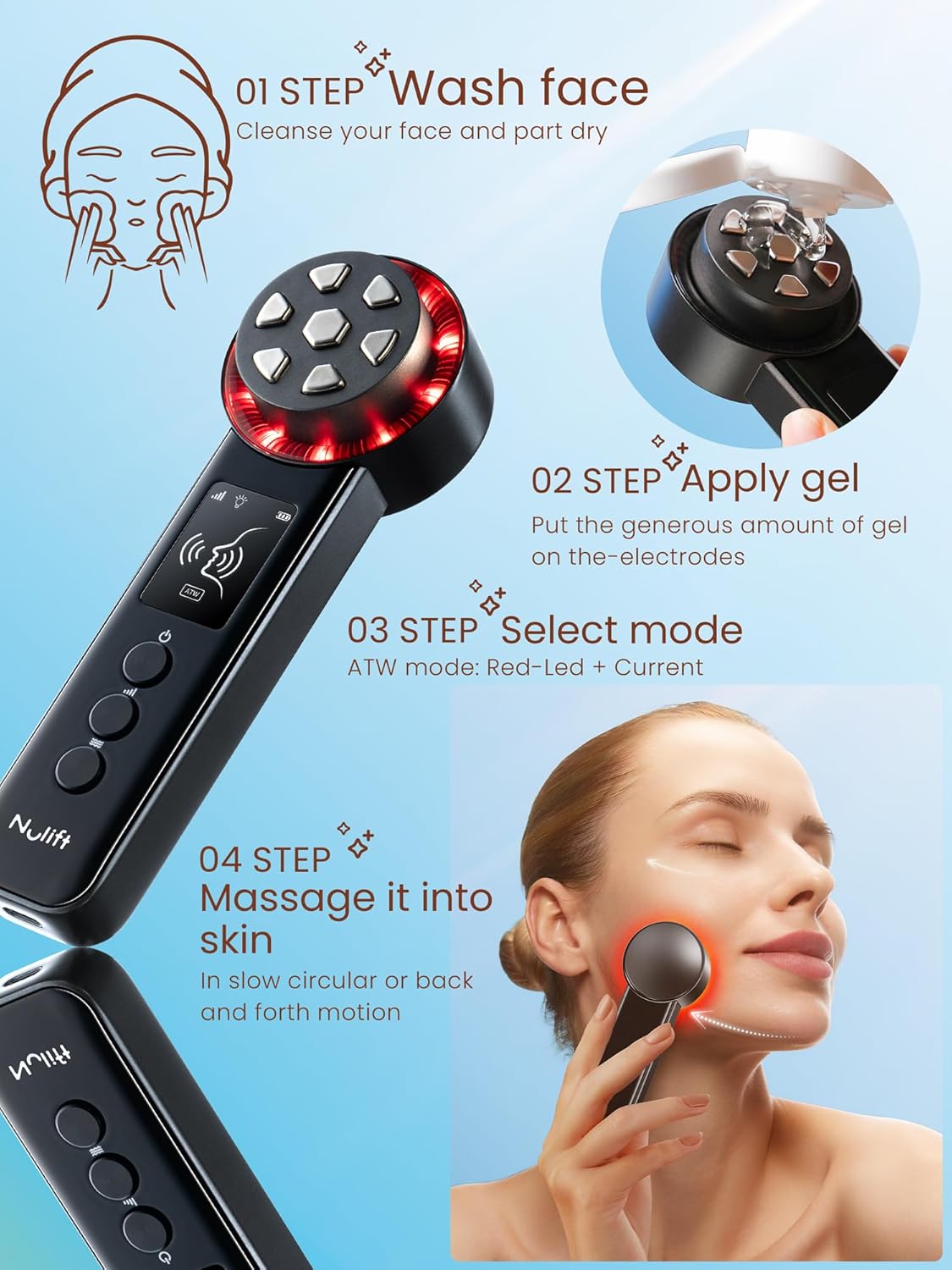 Skiennix Radio Frequency Skin Tightening Device - Smart Electric Facial Beauty Machine for Jawline Lifting & Wrinkle Reduction