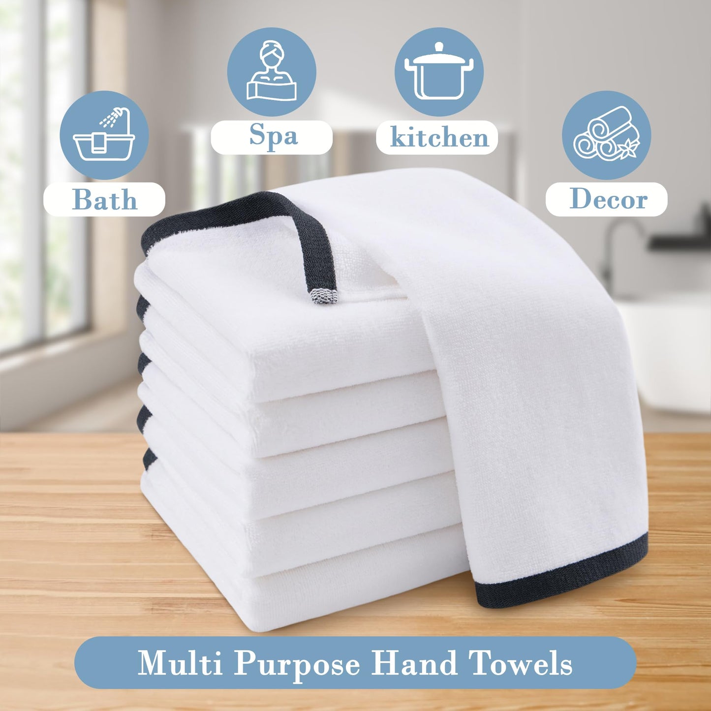 Checkered Hand Towels, (6PC 15"x25") - Light | 100% Cotton | Soft | Absorbent | 400GSM | Fluffy, Patterned Towels Decorative Set，Hand Towel for Bathroom & Showering, 2 Pink + 2 Yellow + 2 Blue Plaid