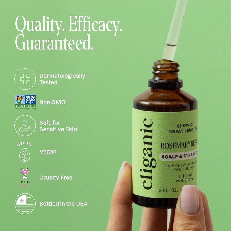 Cliganic Rosemary Hair & Scalp Oil - Nourishing Serum with Biotin & Jojoba for Frizz Control | 2 Fl Oz