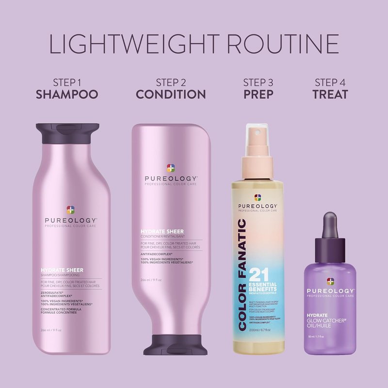 Pureology Hydrate Sheer Shampoo - Lightweight Hydrating Shampoo for Fine, Color-Treated Hair | Silicone-Free & Vegan