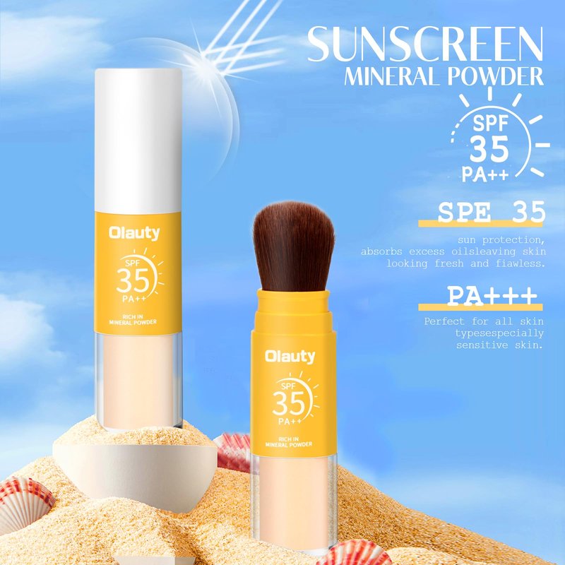 Mineral Powder Sunscreen for Face & Scalp, SPF 35, Brush on Sunscreen Setting Powder, Matte Oil Control Hair Sunscreen Face Powder, Lasting Lightweight Breathable (#01 Translucent)