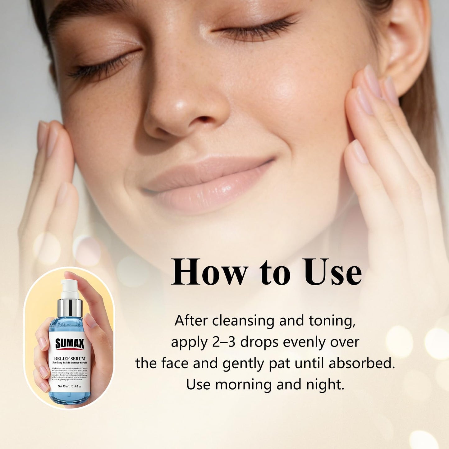 SUMAX Relief Serum - Face Serum with Centella + Hyaluronic Acid, for Sensitive & Blemish-Prone Skin, Soothes the Look of Redness, Supports Skin Barrier, Lightweight Non-Sticky, 2.5 fl oz (75 mL)