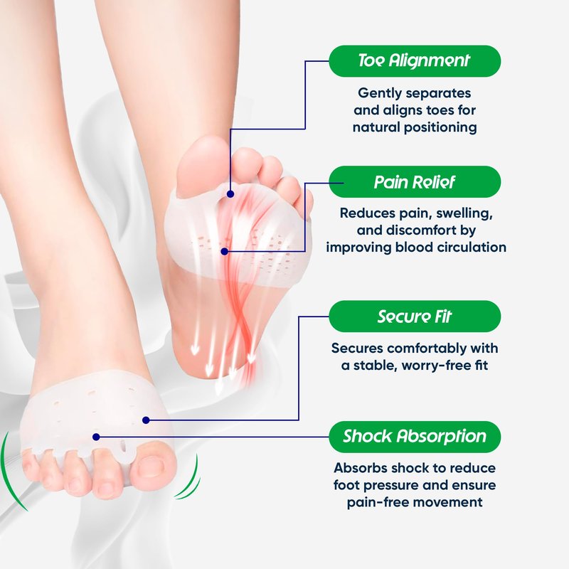 Hyggear Silicone Toe Separators (Left & Right Pair), Toe Spacer for Overlapping Toes, Foot Pain Relief for Bunions, Hammer Toe & Plantar Fasciitis, Comfortable & Breathable for Women & Men