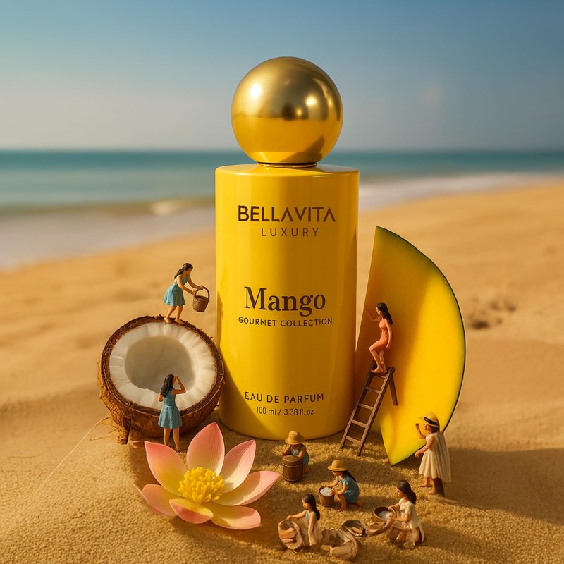 Bellavita Luxury Mango Eau de Parfum | 100 ml (3.4 fl.oz.) | Perfume for Men and Women | Gourmet, Mango, Ylang, and Siam Benzoin Notes | Long Lasting Unisex Fragrance
