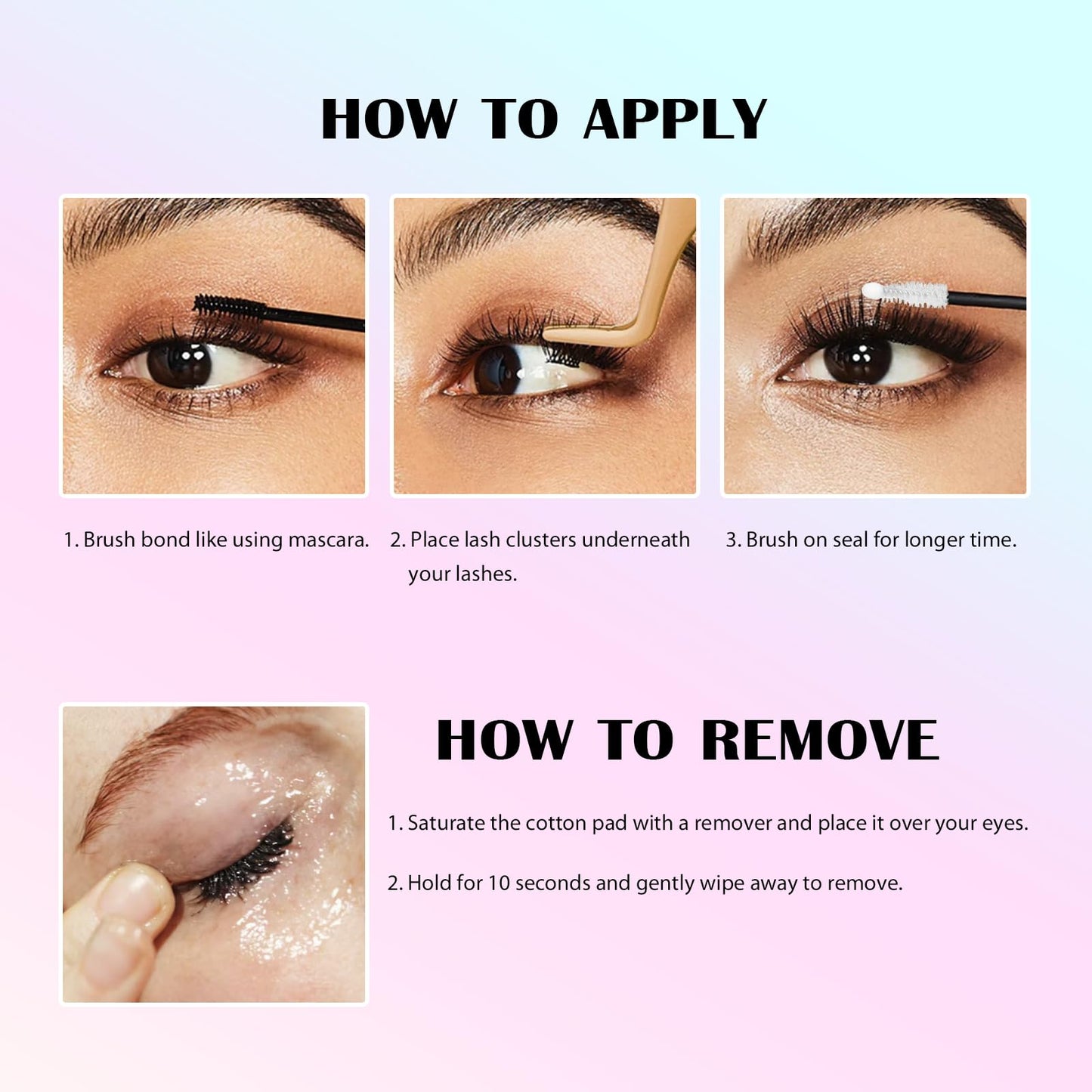 SY-SHUYING Black Lash Bond and Seal for Eyelash Cluster, Long Lasting, Comfortable, Waterproof, 72H Super Flexible Hold Glue, 2-in-1 for Sensitive Eyes, Non Irritating Glue for DIY Lash Cluster Kit