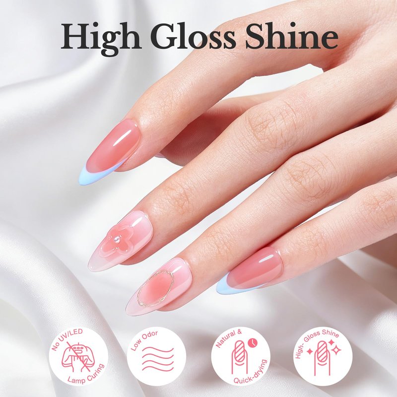 AZUREBEAUTY Jelly Nail Polish Set Quick Dry Transparent Nude Pink Purple Brown 4 Colors Sheer Natural Nail Lacquer Fingernail Kit with Top Coat Nail Polish DIY Salon Home