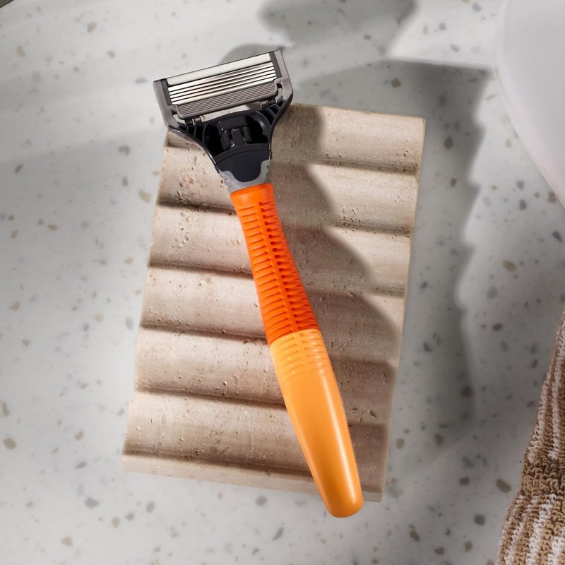 Harry's Shaving Kit for Men - Razor Handle with 15 Blade Refills | Travel Cover Included - Orange