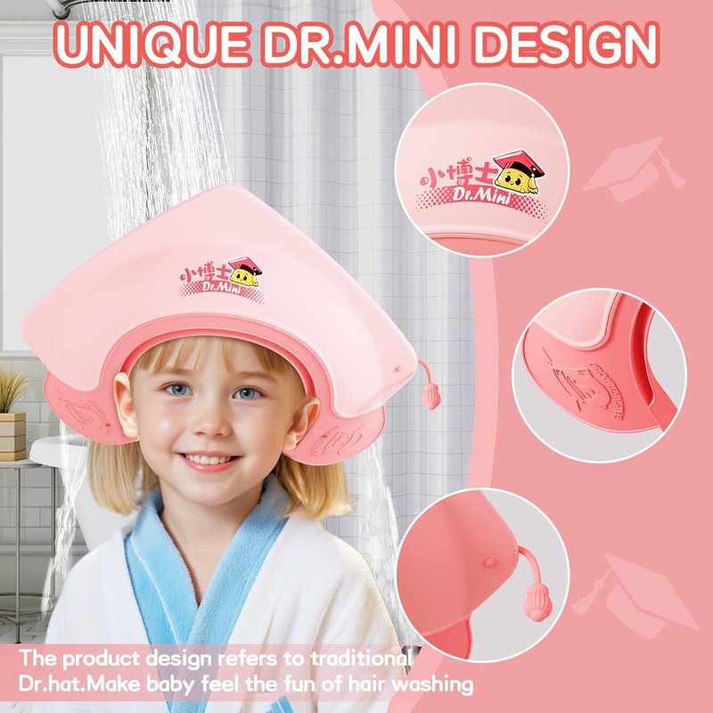 Lonlown Baby Shower Cap Shield for Kids Soft Silicone Adjustable1-8 Years Old Hair Washing Hat for Kids Toddler Shower Cap Shield Makes the baby Bath More Fun