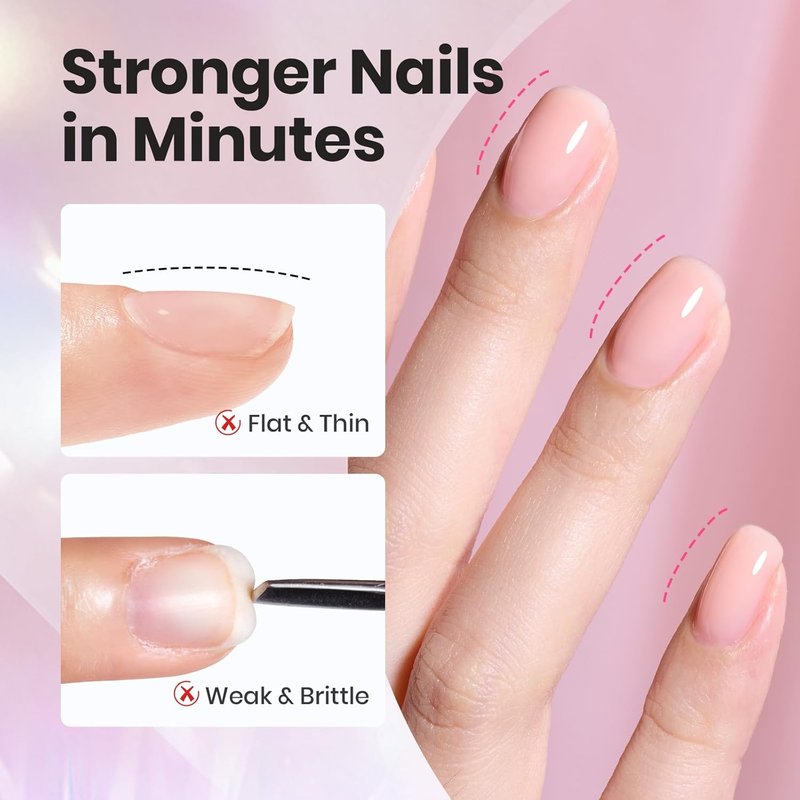 Beetles Builder Gel - 8-in-1 Milky Pink Nail Polish | Strengthening & Crack Repair for DIY Nail Extensions