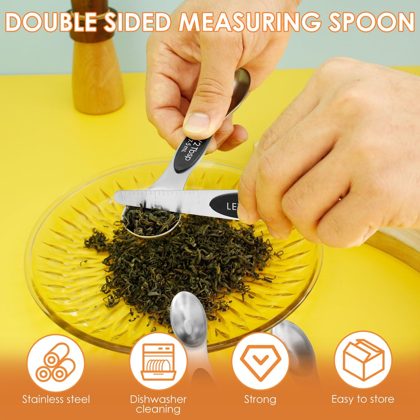 Magnetic Measuring Spoons Versatile Safe Stainless Steel Double Sided Teaspoon Easy to Clean Measuring Spoons Nesting Teaspoons Solid Nesting Tablespoon Teaspoon for Liquid Ingredients