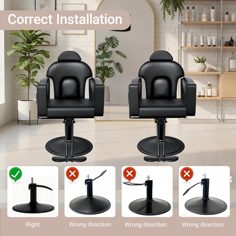 Salon Barber Chair for Hair Stylist, Professional Reclining Hydraulic Styling Chair with Heavy-Duty Pump, All Purpose Hairdresser Chair for Barbershop, Braiding, Shampoo, Spa Equipment, Black
