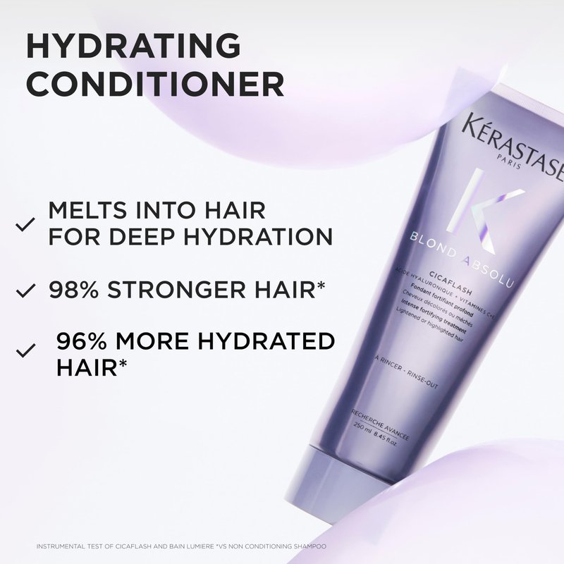 Kerastase Blond Absolu Cicaflash Hydrating Conditioner - Hair Repair For Bleached & Damaged Hair, Strengthens & Nourishes, With Hyaluronic Acid, Protects Against Breakage