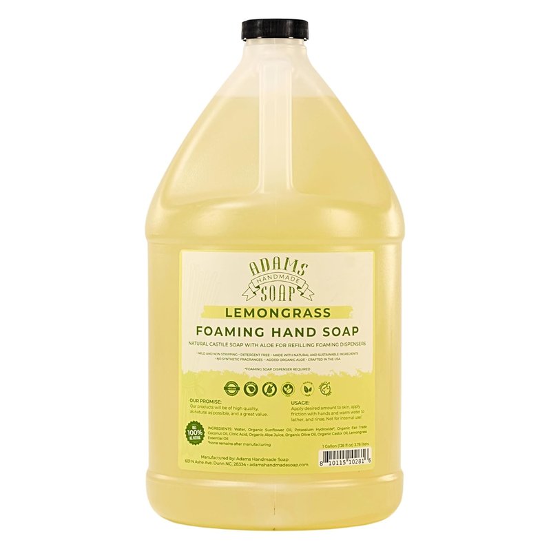 Adams Handmade Soap - Liquid Foaming Soap with Refreshing Lemongrass Scent | 1 Gallon