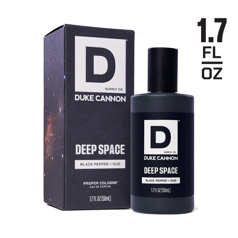 Duke Cannon Proper Cologne for Men - Men's Eau de Parfum - Fragrance for Lasting Wear - Essential Oils - Black Pepper & Oud - Deep Space, 1.7 fl oz