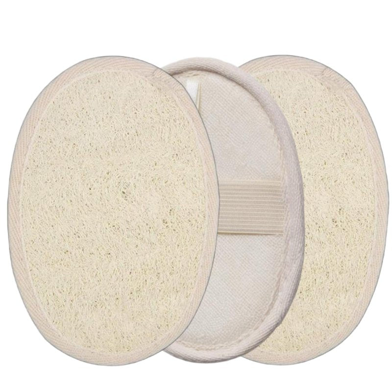 Sriomny 3-Pack Natural Egyptian Loofah Exfoliating Body Scrubber, Eco-Friendly Biodegradable Shower Sponge for Face & Body, Men and Women, Beige