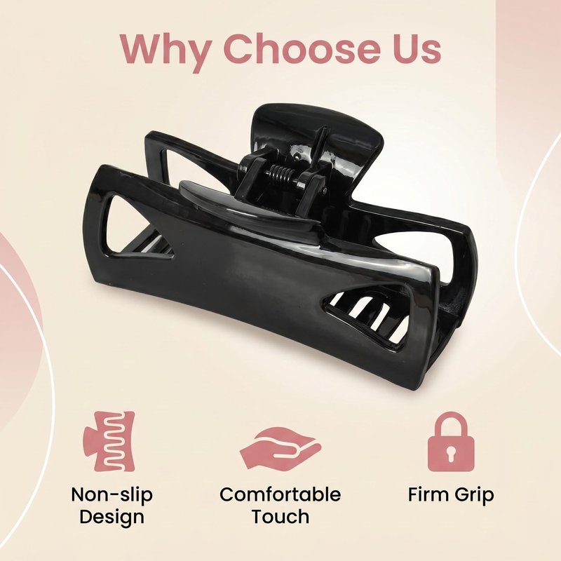 Hair Claw Clips for Women, Strong Hold Non-Slip Hair Clips for Thin Thick Hair, Fashion Jaw Clips Durable Hair Accessories (Black)