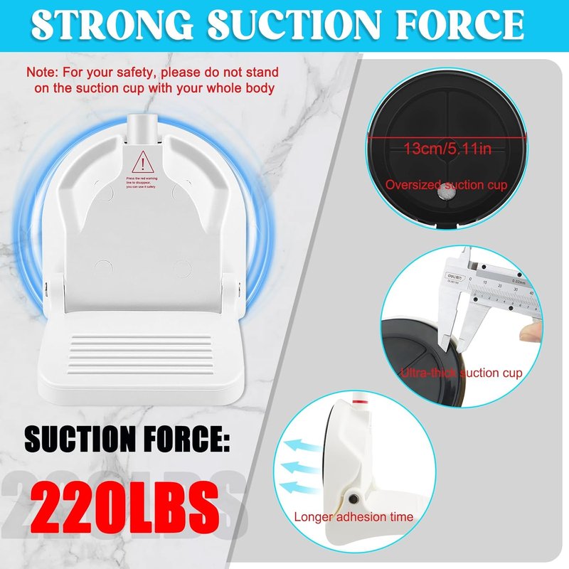 Foldable Shower Foot Rest - Anti-Slip Pedal for Shaving Legs | Reusable Shower Step with Strong Suction | Ideal for Pregnant Women & Back Pain Relief