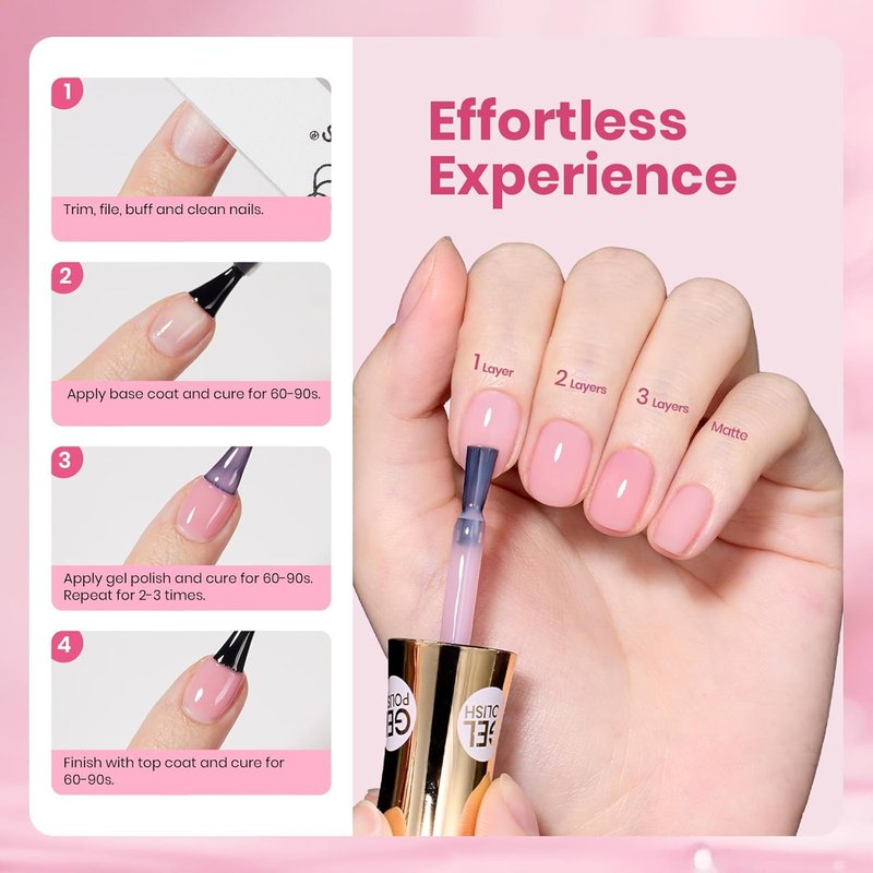 Beetles Dawn Petals Nude Pink Gel Polish - 15ML Soak Off Neutral Jelly Nail Polish for DIY Manicure | Sheer Translucent Base Color