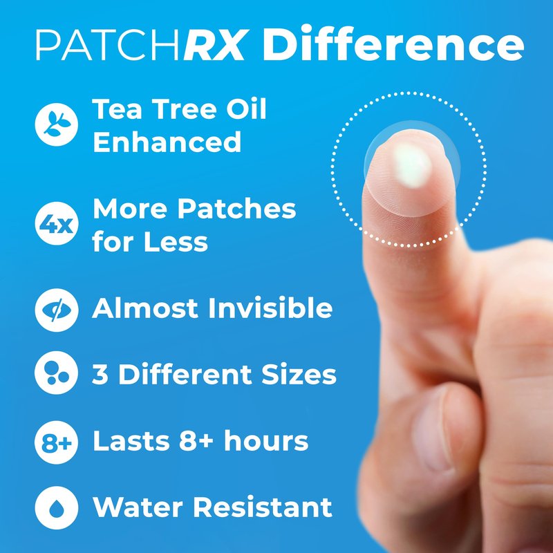 PatchRx Pimple Patches for Face (120 Patches), Hydrocolloid Acne Patches with Tea Tree Oil, Pimple Patch Pimple Stickers - Hydrocolloid Patch Acne Dots - Acne Pimple Patches For Face - Zit Patches