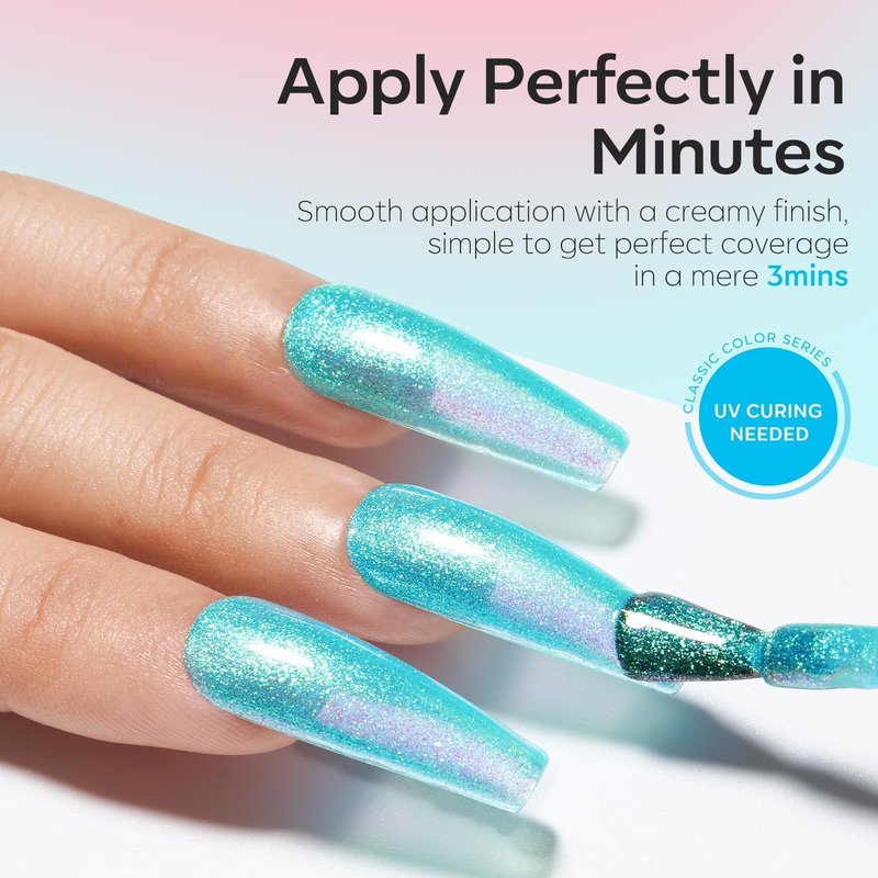 modelones Gel Nail Polish Set, 6 Colors 2026 Spring Summer Pastel Candy Mermaid White Pink Glitter Gel Polish Baby Blue Purple Galaxy Sparkle Shimmer Pearl Nail Polish Soak Off LED Nail Art DIY Gift