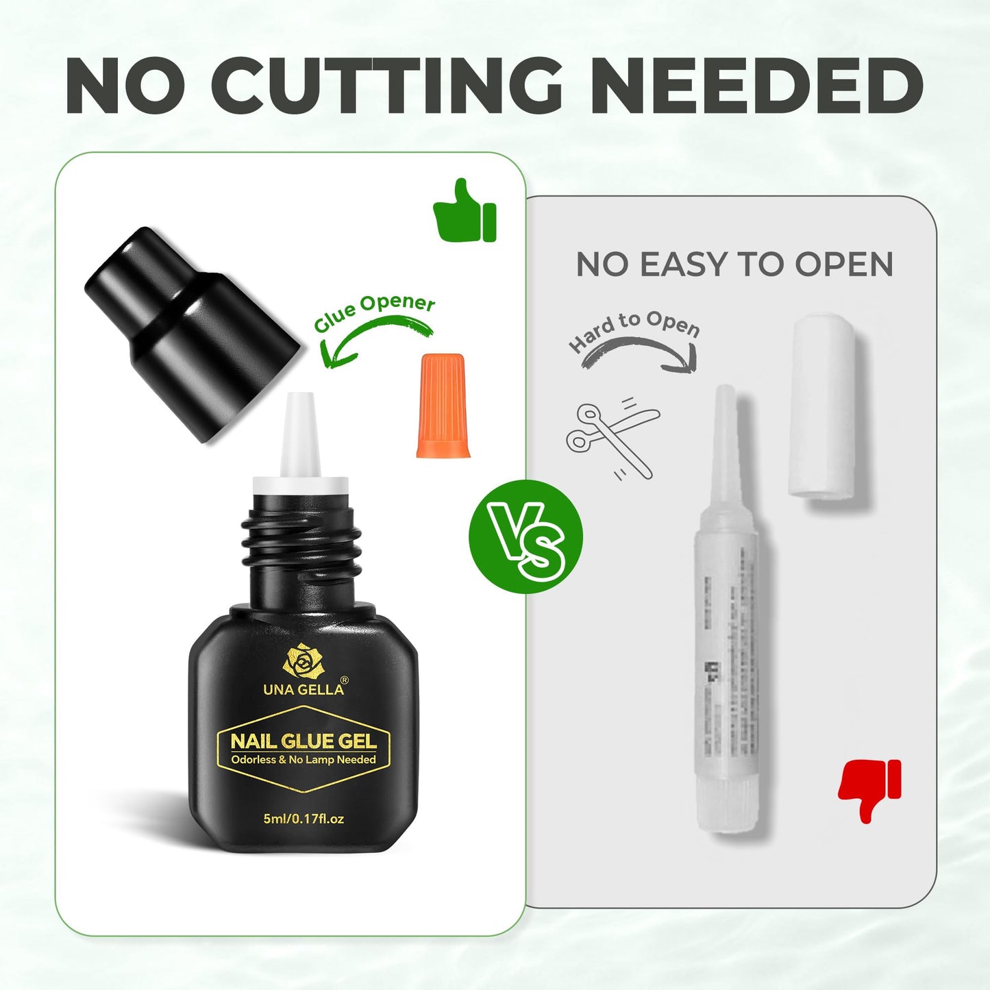 UNA GELLA 5ml Super Strong Gel Nail Glue for Press Ons: No U V Lamp Needed Glue Gel, Travel-Size Nail Adhesive for Press on Nails, Nail Tips&Acrylic Nails-Quick Dry, No Smell, Long-Lasting