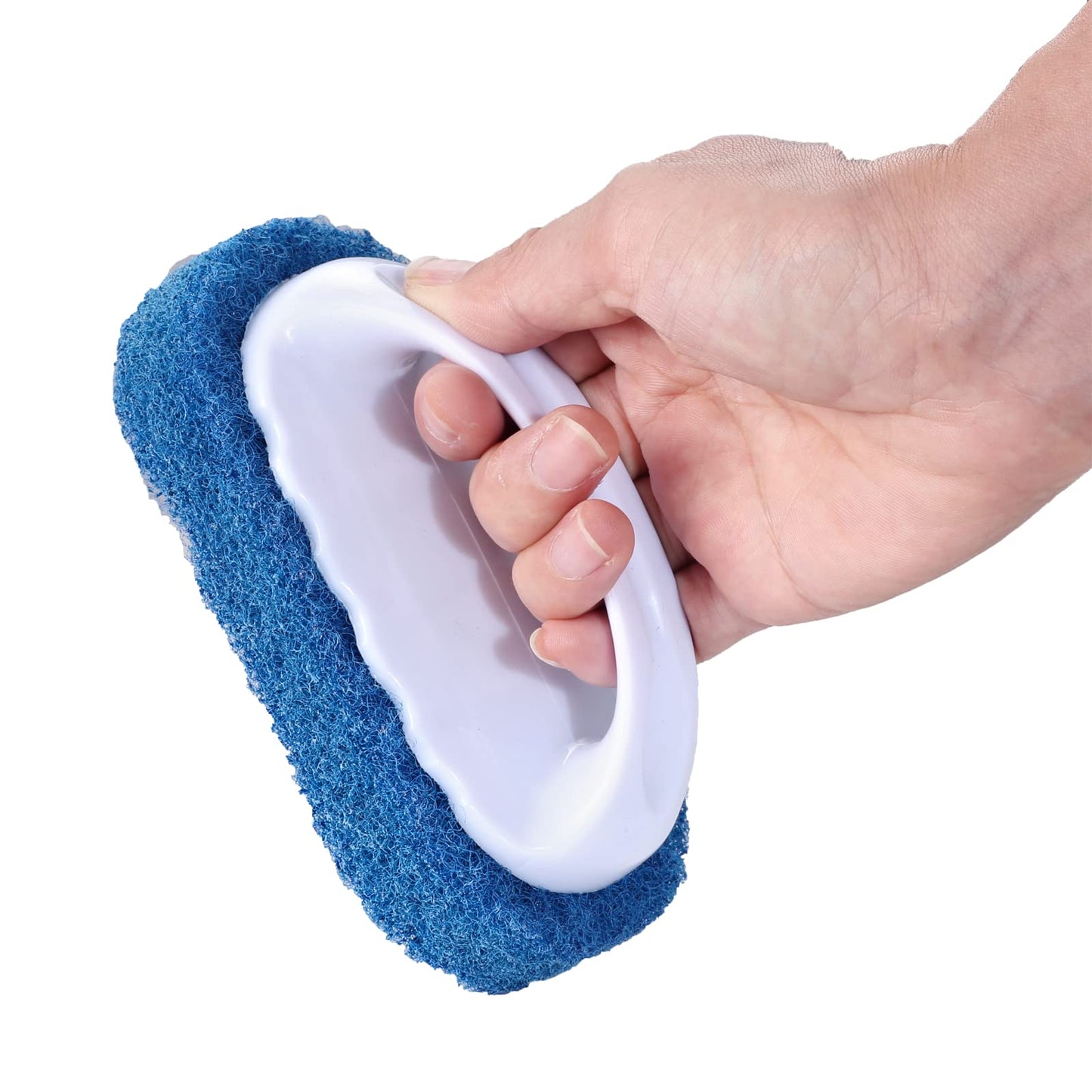 Scouring Pad Brush kit 4 Pieces, Cleaning Brush with Handle, Dish Scrub Brush, Bathroom Brush, Sink Scrub Brush