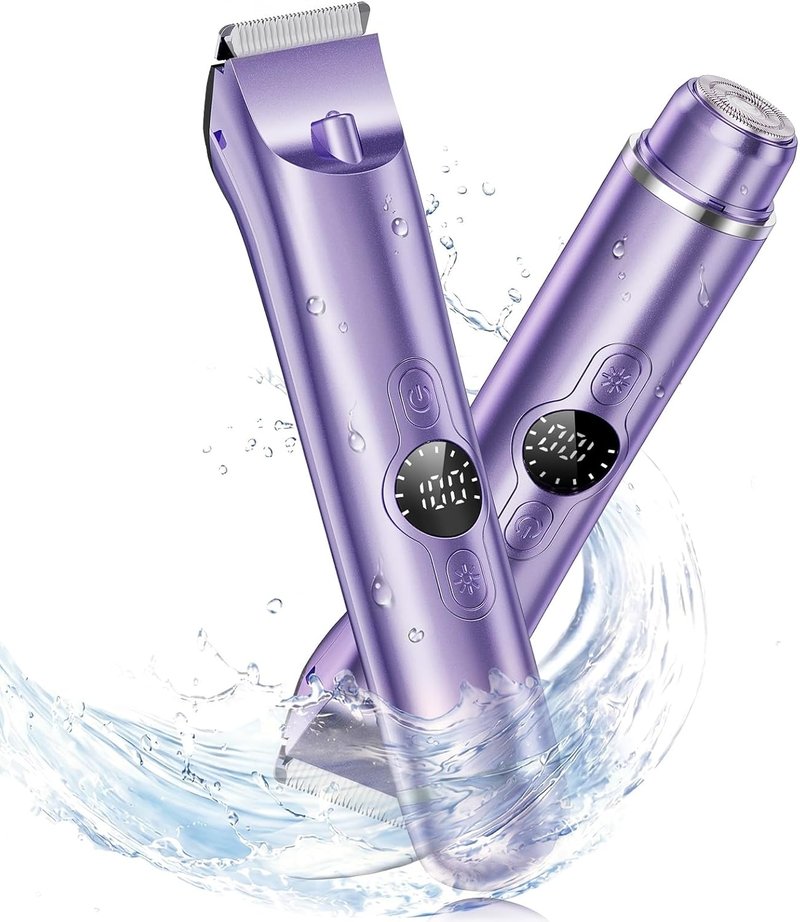 Skiennix 4-in-1 Bikini Trimmer for Women - Dual Head Electric Razor for Wet & Dry Use, Rechargeable for Body & Facial Hair