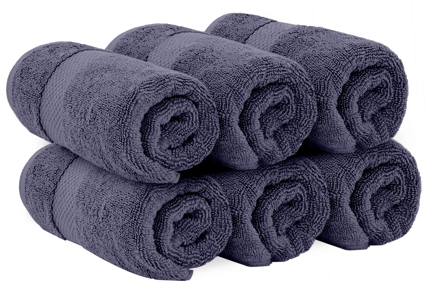 White Classic Luxury Navy Blue Hand Towels - Soft 100% Turkish Cotton | Highly Absorbent Hotel spa Bathroom Towel Collection | 16x30 Inch | Set of 6