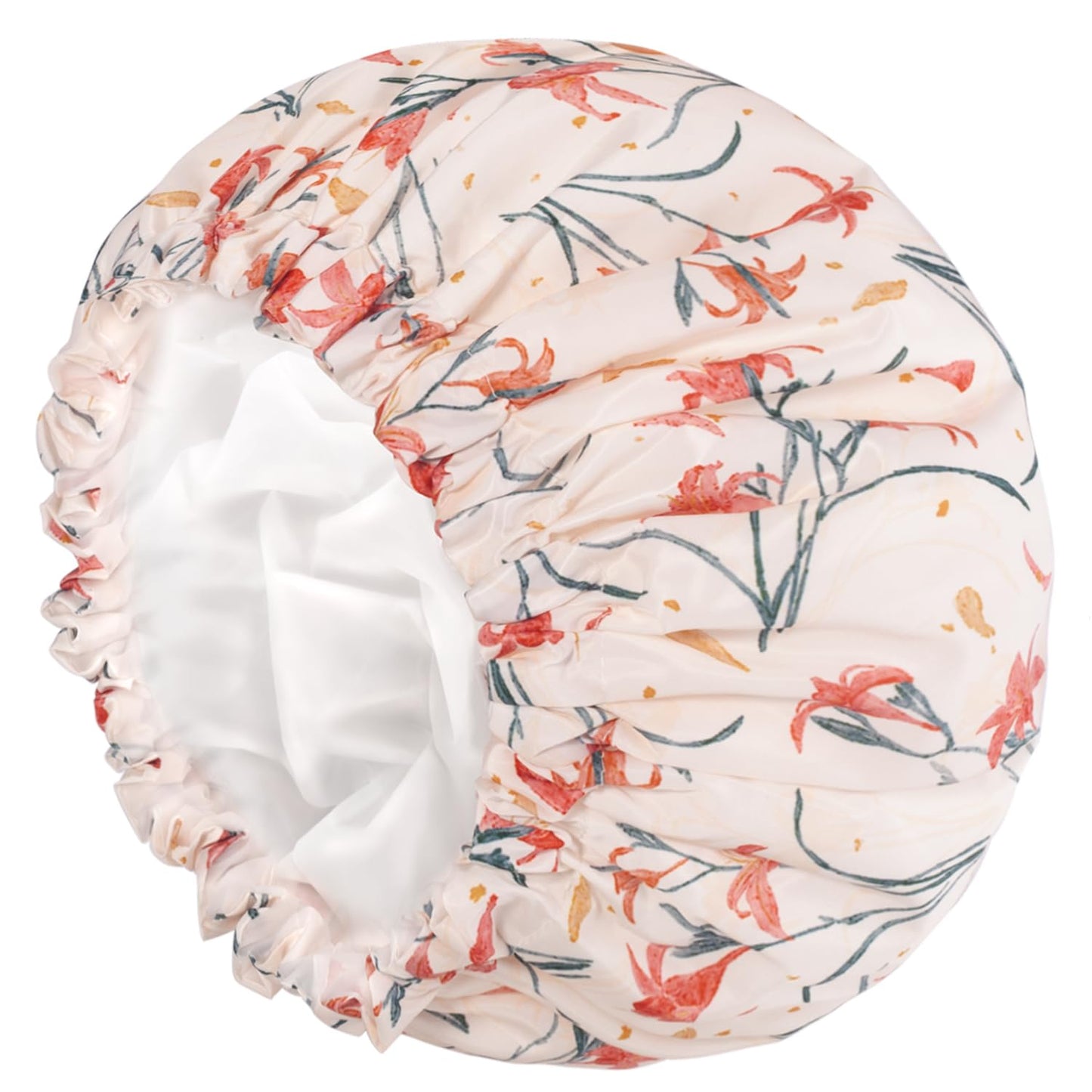 Aquior Shower Caps, Double Layer Waterproof Shower Cap for Women, Reusable Large Shower Cap for all Hair Lengths with EVA Lining, Soft Bath Shower Caps