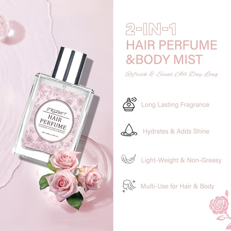 Hair Perfume for Women - Long Lasting Pheromone Mist | Romantic Rose Scent, Hydrates & Nourishes, 50ML