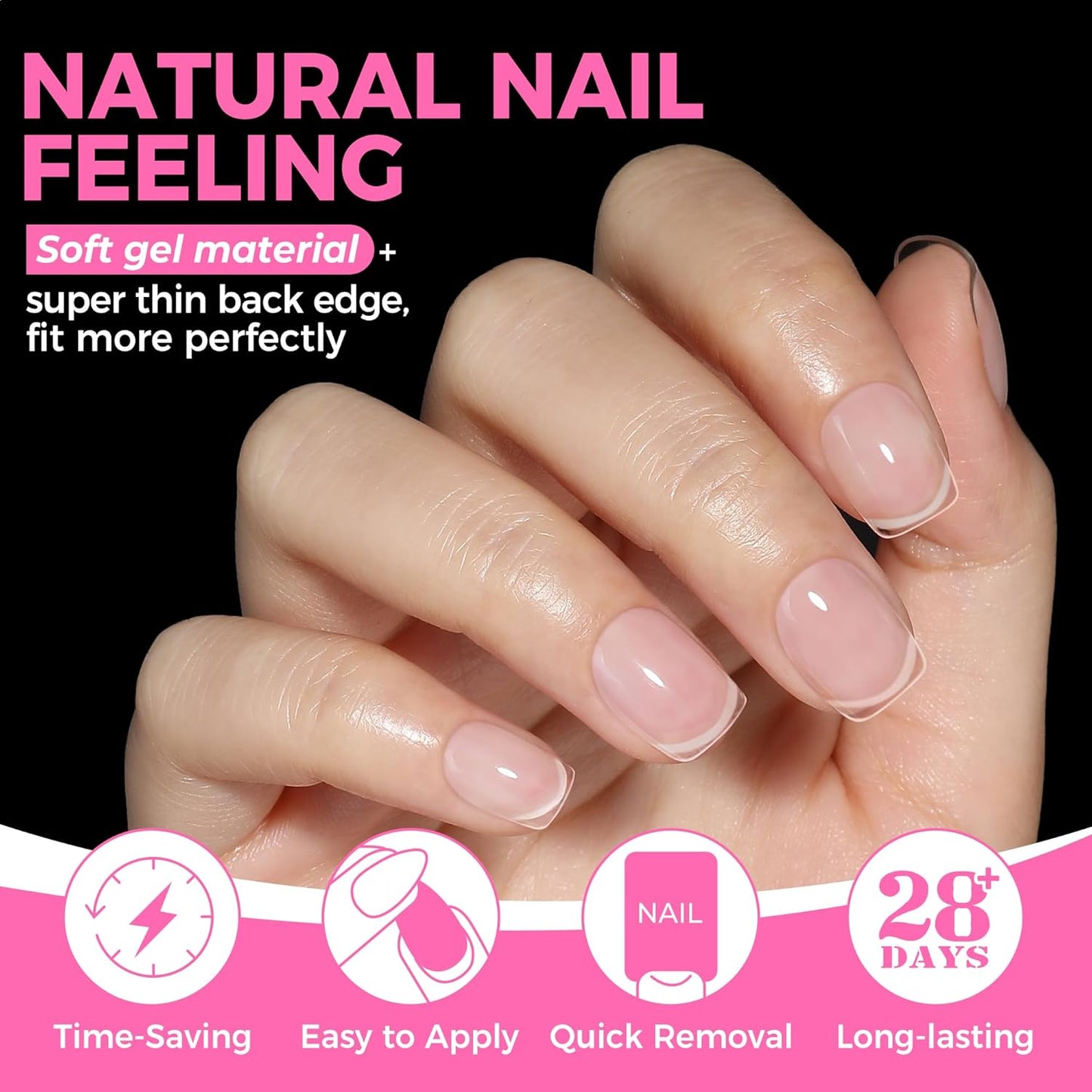 UNA GELLA Extra Short Square Oval Nail Tips - 216pcs Pre-Shaped Half Matte Squoval Clear Acrylic for DIY Press-On Nails