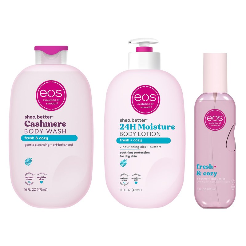 eos Fresh & Cozy Scent Layering Bundle - Body Wash, Body Mist, Body Lotion