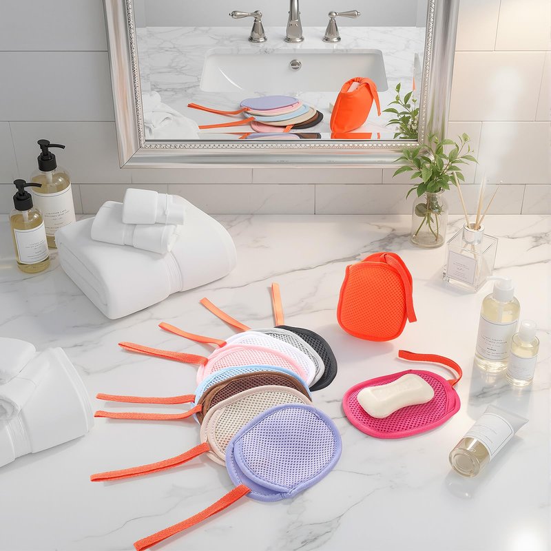 Ferrochef 10 Pcs Mesh Soap Saver Bags Colorful Exfoliation Bar Lathering Soap Pouches Double Sided Pocket Bags for Rich Lather Body Face Cleaning