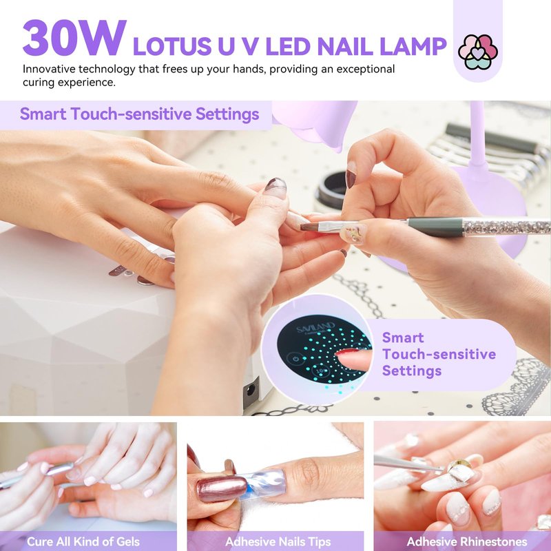 SAVILAND 30W UV Nail Lamp: Gel Lamp for Nail Polish Intellisense Flash Cure Lamp Cordless UV Light for Gel Nail Rechargeable LED Flash Cure Light Quick Drying for Nail Salon Home DIY Manicure