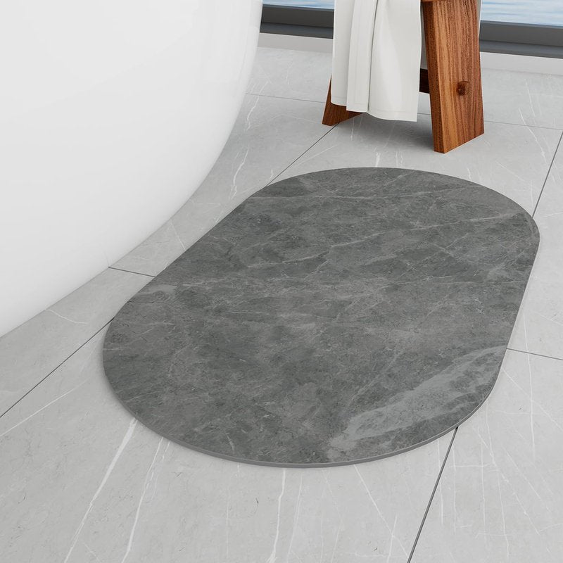 Hargiis Bath Mat Rug Soft and Absorbent Bathroom Mats and Rugs for Shower and Floor - Non-Slip, Machine Washable Bath Mat for in Front of Bathtub and Shower Room (27" ×17", Marble Deep Gray)
