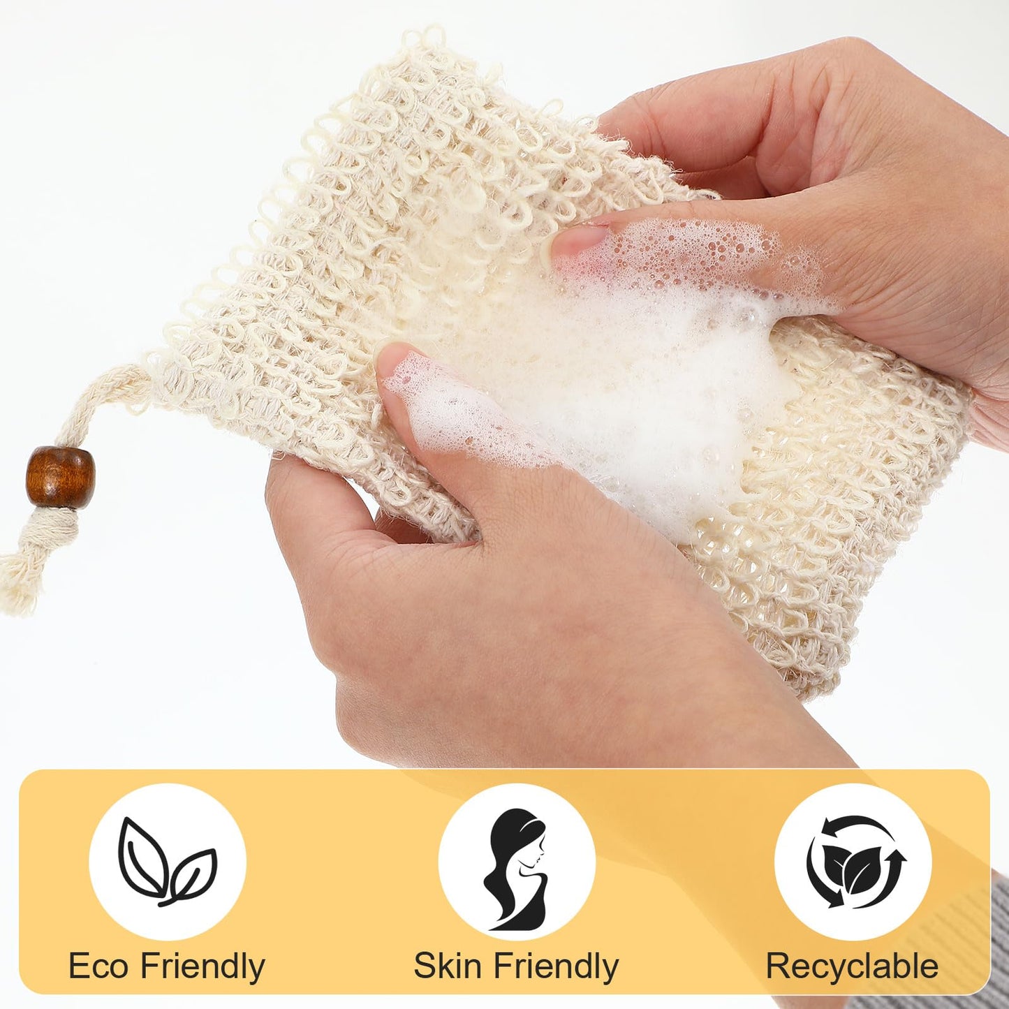 JJUNW 8Pcs Soap Bag, Mesh Exfoliating Soap-Bag Pouch, Soap-Scrubber Pouch Plastic-Free Exfoliating Foaming and Drying Soap Holder for Shower