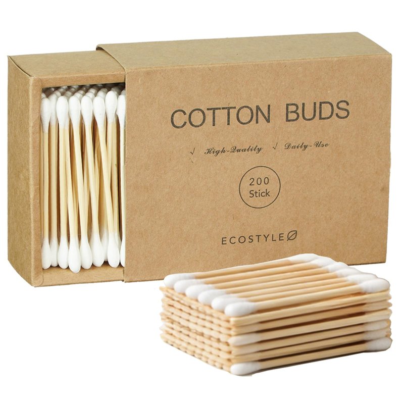 200 Count Double Tipped Cotton Swabs | Premium Pure Cotton with Sturdy Burr-Free Wooden Sticks | Multi-Use for Beauty Touch-Ups, Household Cleaning, Pet Grooming & Personal Care