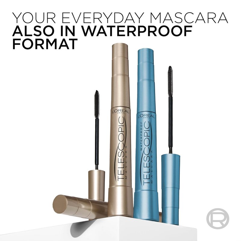 L’Oreal Paris Telescopic Mascara - Volume & Length Formula, Washable, Black, 0.27 Fl Oz, 2 Count
